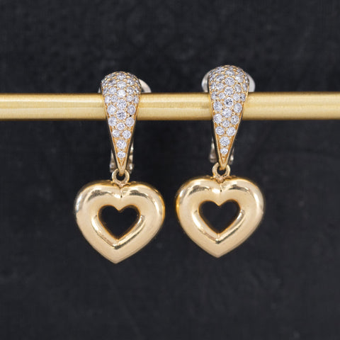 Vintage Diamond Heart Drop Earrings by Chaumet