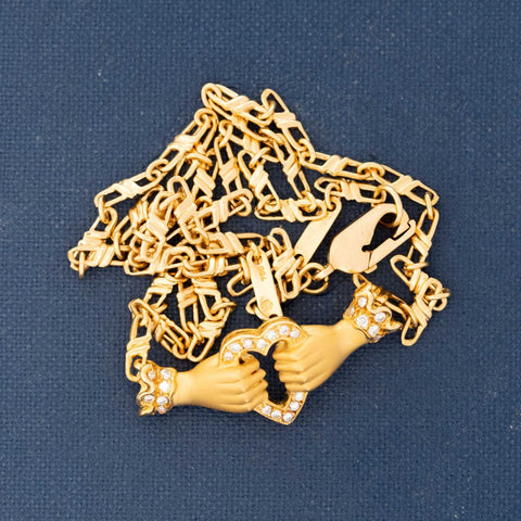 Vintage Diamond Heart Hands Necklace, by Carrera y Carrera