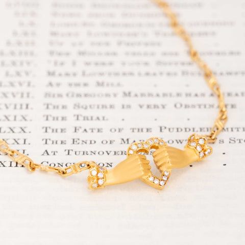 Vintage Diamond Heart Hands Necklace, by Carrera y Carrera
