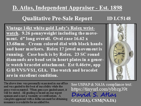 Vintage Diamond Heart Link Watch, by Rolex