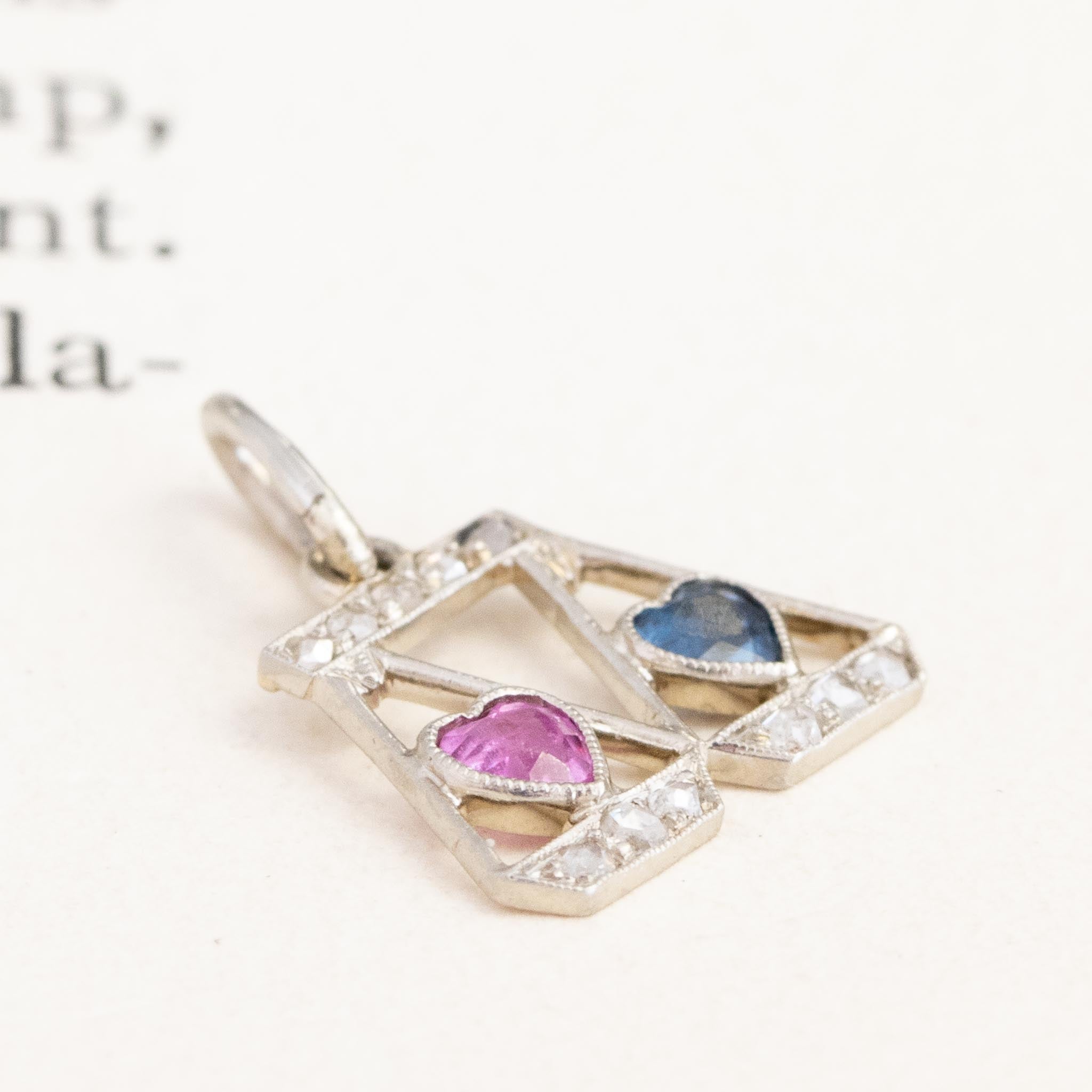 Vintage Diamond Heart Scale Charm