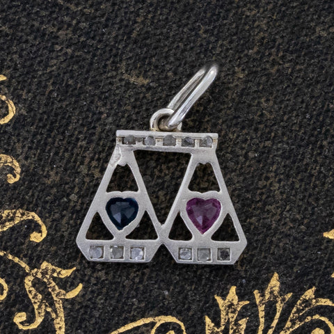 Vintage Diamond Heart Scale Charm