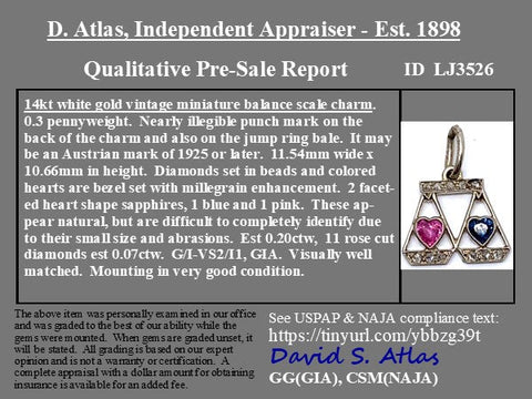 Vintage Diamond Heart Scale Charm