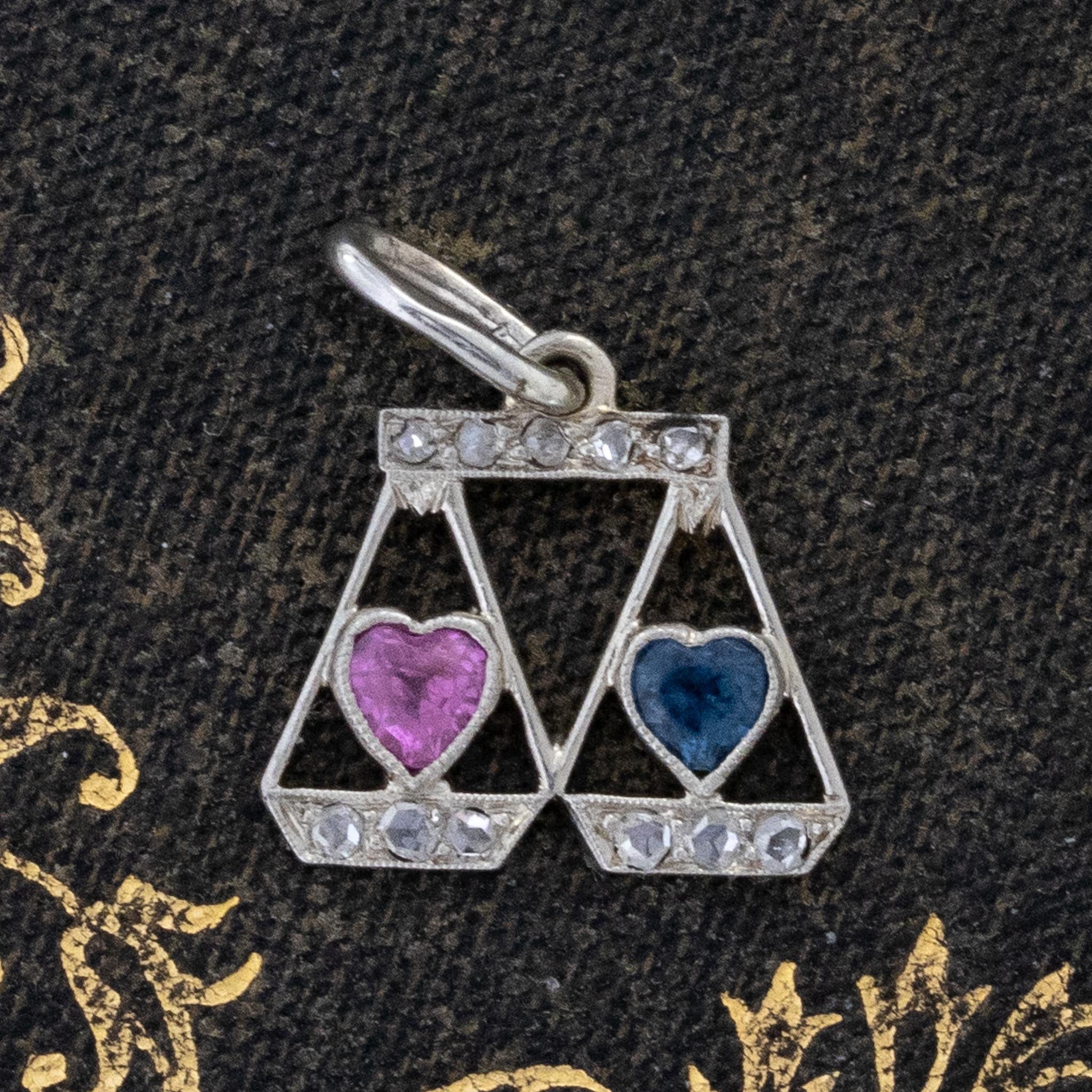 Vintage Diamond Heart Scale Charm