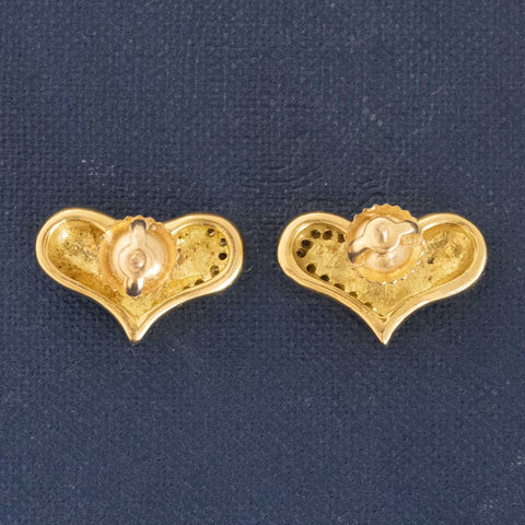 Vintage Diamond Heart Stud Earrings by Angela Cummings