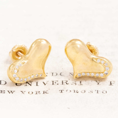 Vintage Diamond Heart Stud Earrings by Angela Cummings