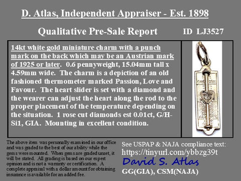 Vintage Diamond Heart Thermometer Charm