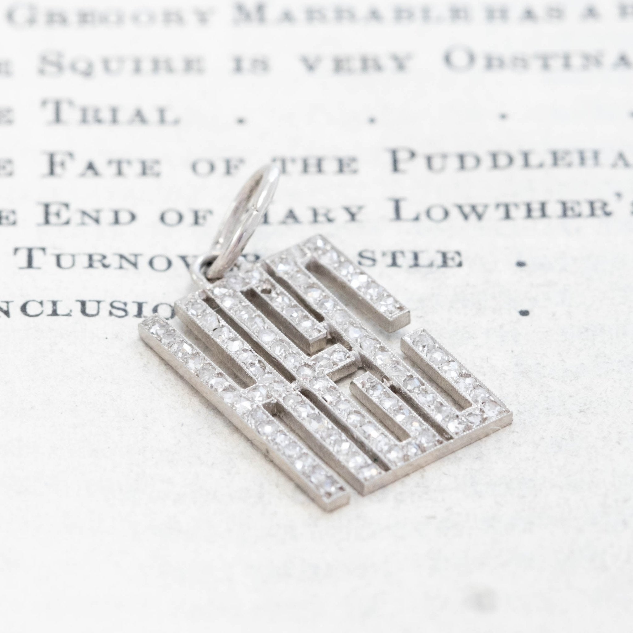 Vintage Diamond "HEC" Letter Initials Charm