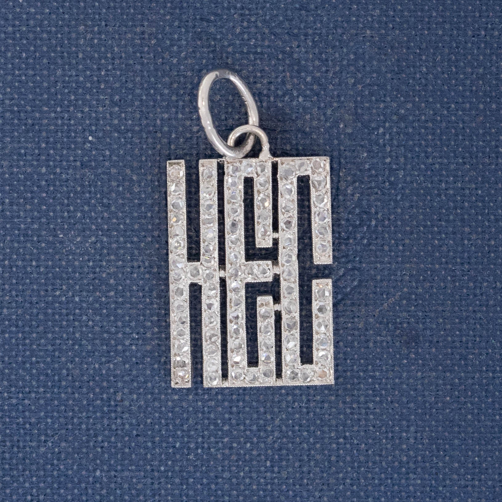 Vintage Diamond "HEC" Letter Initials Charm