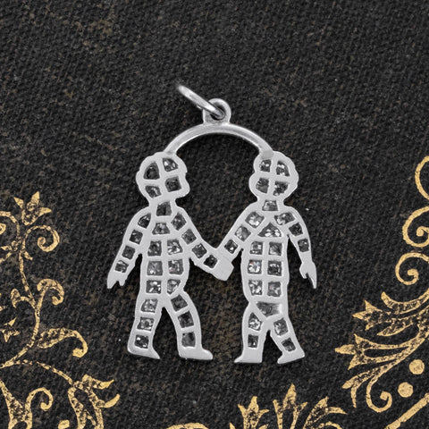 Vintage Diamond Holding Hands Charm
