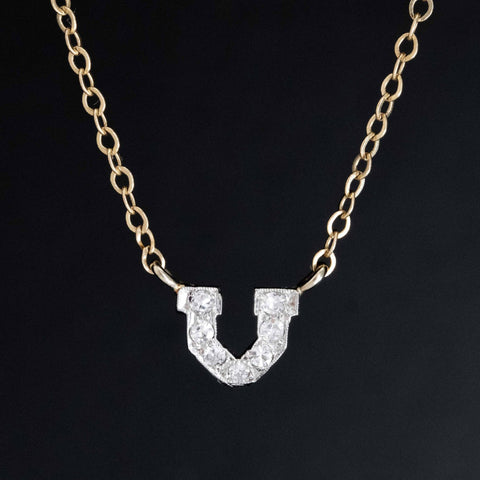 Vintage Diamond Horseshoe Pendant