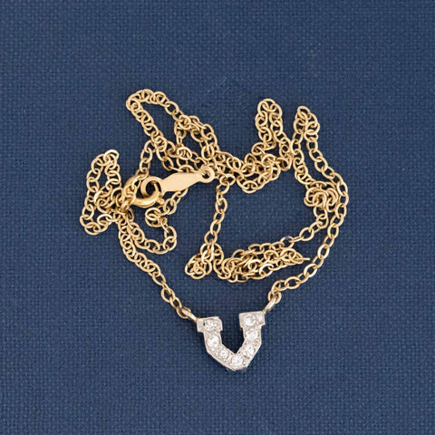 Vintage Diamond Horseshoe Pendant