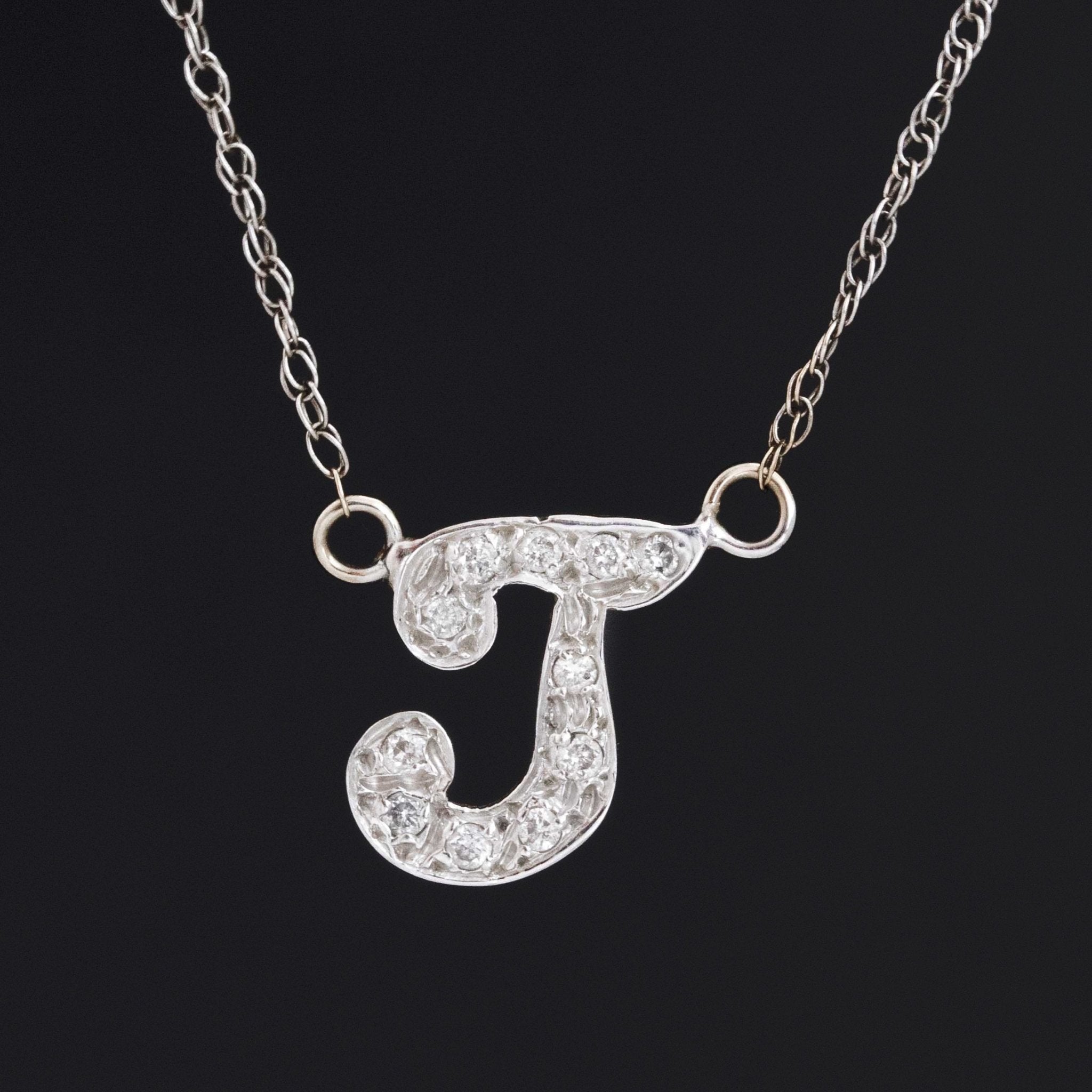 Vintage Diamond Intial "J" Pendant