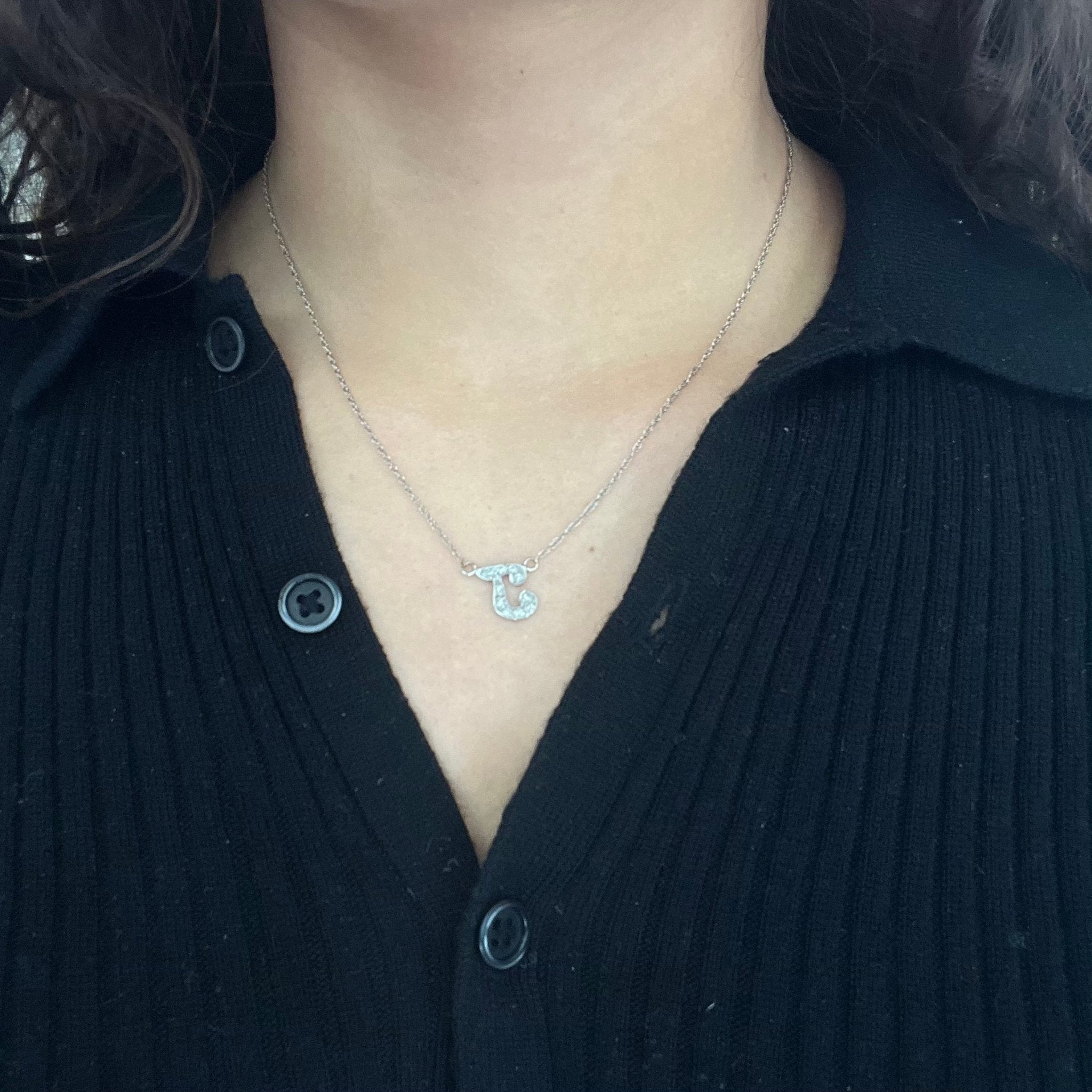 Vintage Diamond Intial "J" Pendant