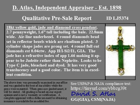 Vintage Diamond & Jadeite Cross Pendant
