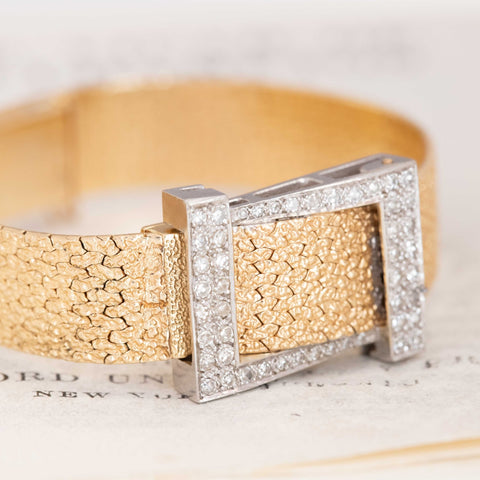 Vintage Diamond Ladies Hidden Watch Bracelet, by Baume & Mercier for Tiffany & Co.