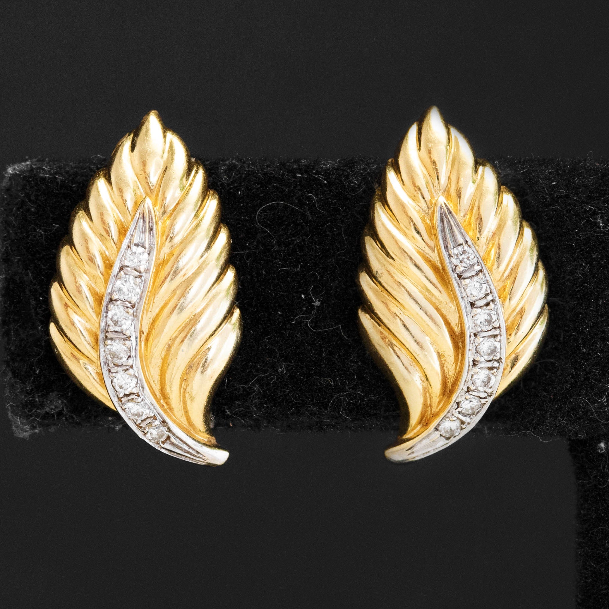 Vintage Diamond Leaf Ear Climbers