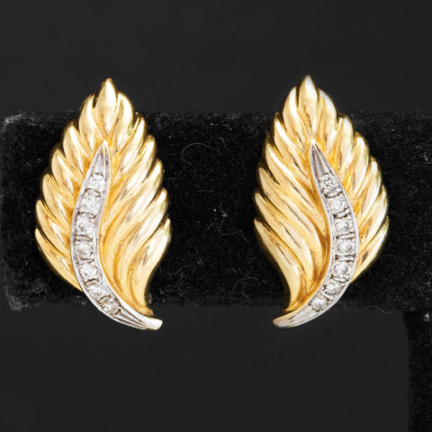 Vintage Diamond Leaf Ear Climbers