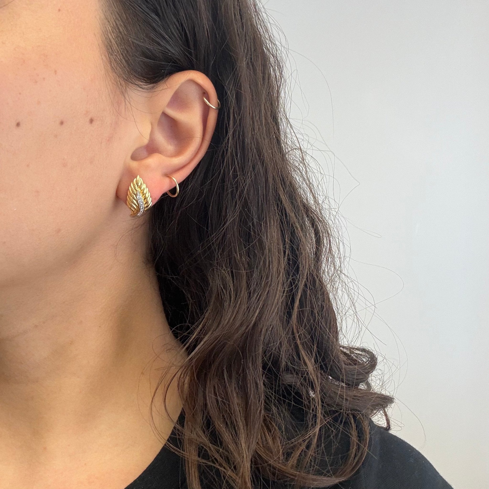 Vintage Diamond Leaf Ear Climbers