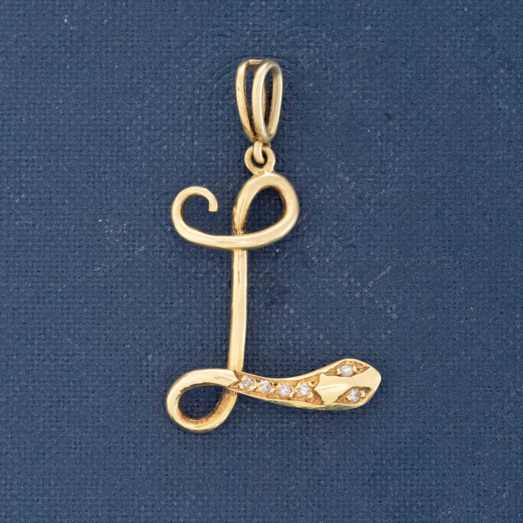 Vintage Diamond Letter "L" Serpent Pendant