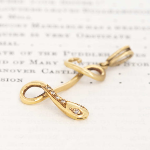 Vintage Diamond Letter "L" Serpent Pendant