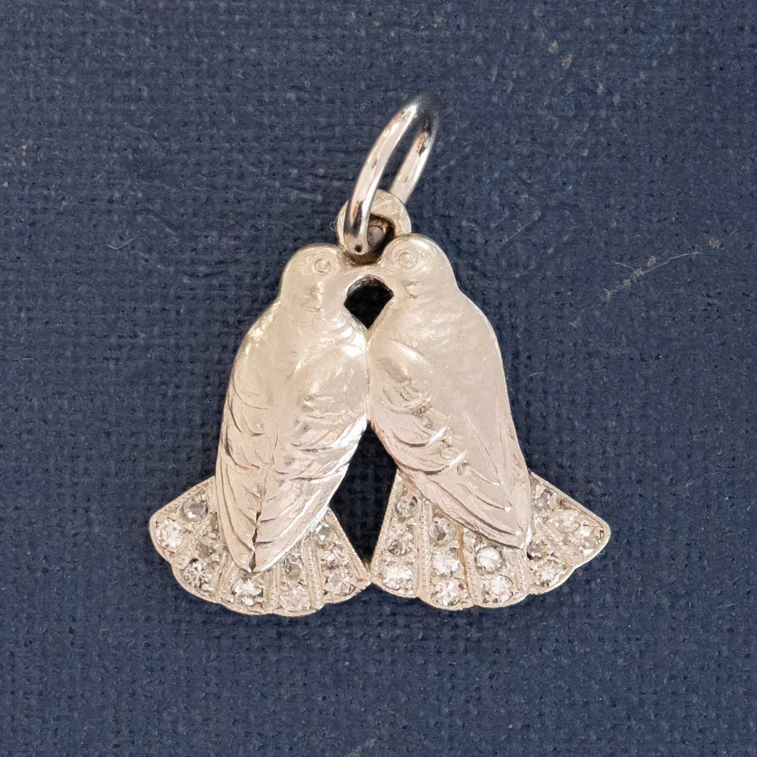 Vintage Diamond Love Birds Charm