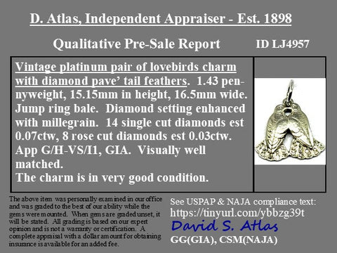 Vintage Diamond Love Birds Charm