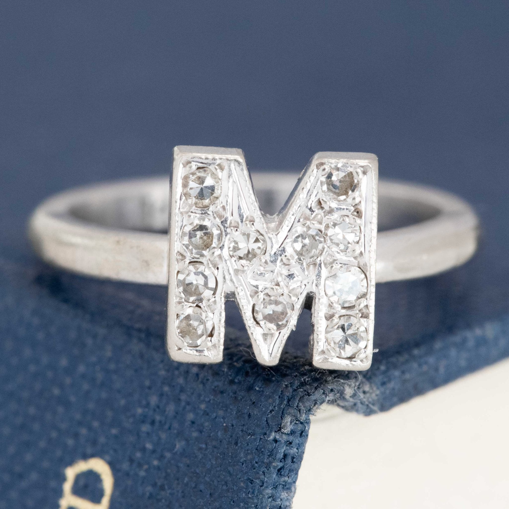 Vintage Diamond M Letter Pinky Ring