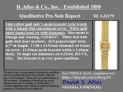 Vintage Diamond Mesh Bracelet Watch by Omega