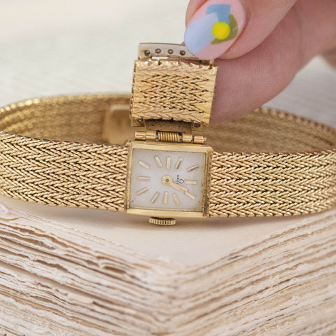 Vintage Diamond Mesh Bracelet Watch by Omega
