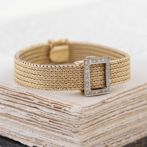 Vintage Diamond Mesh Bracelet Watch by Omega