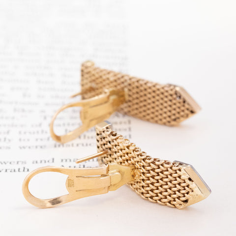Vintage Diamond Mesh Tassel Drop Earrings
