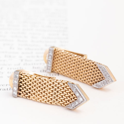 Vintage Diamond Mesh Tassel Drop Earrings