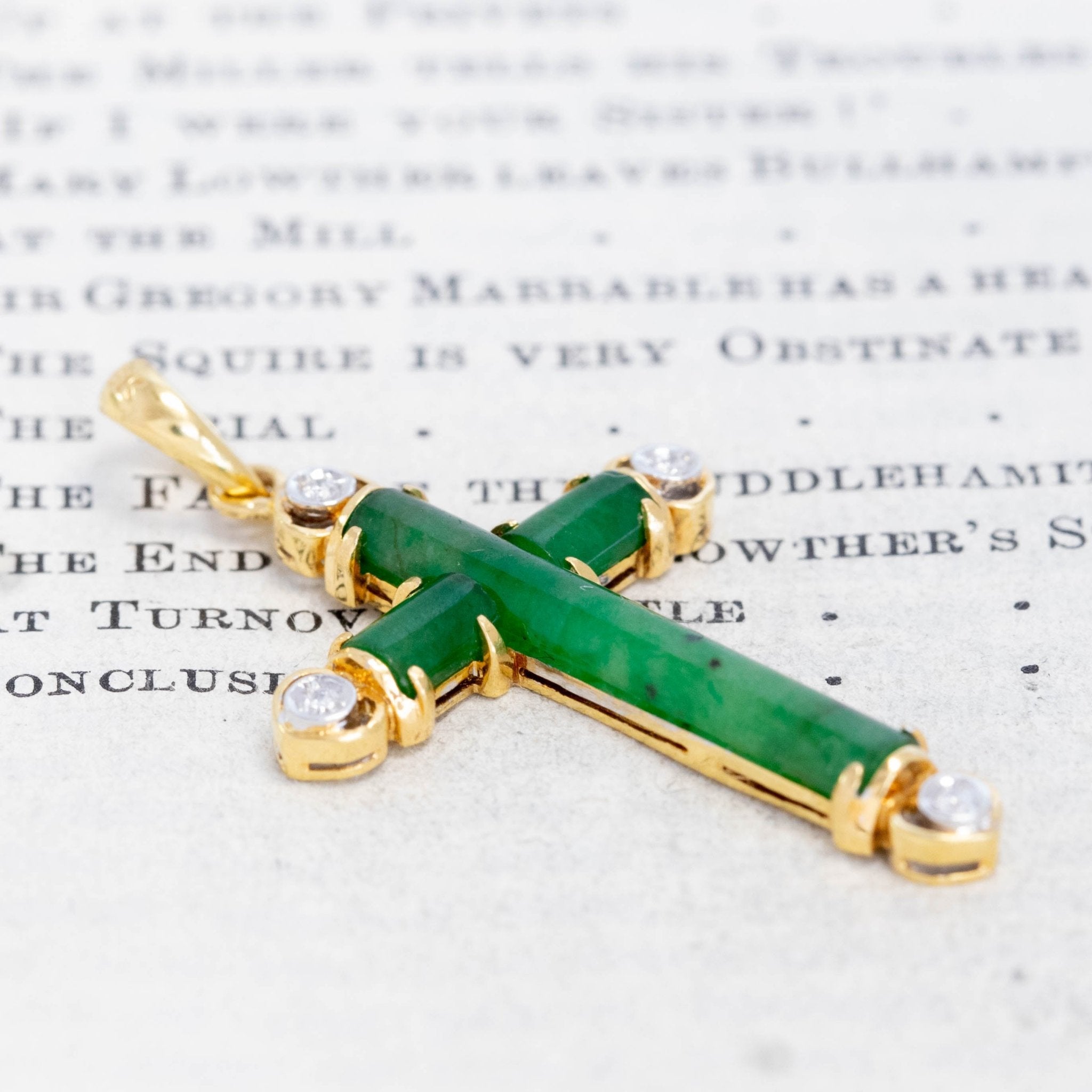 Vintage Diamond &  Jadeite Cross Pendant