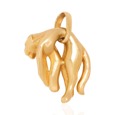 Back of Luxury vintage Cartier pendant with iconic panther motif