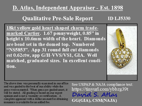 Vintage Diamond Pave Heart Charm, by Cartier