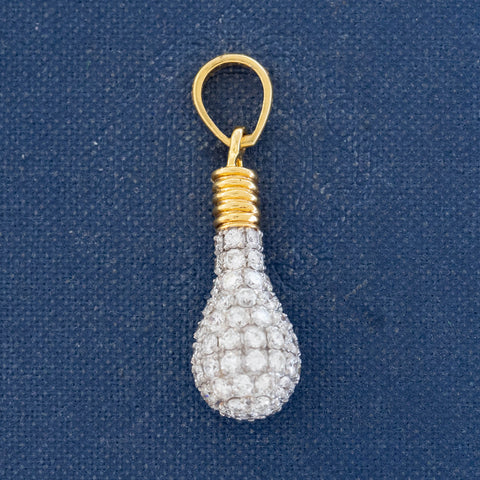 2.20ctw Vintage Diamond Pave Light Bulb Pendant/Charm
