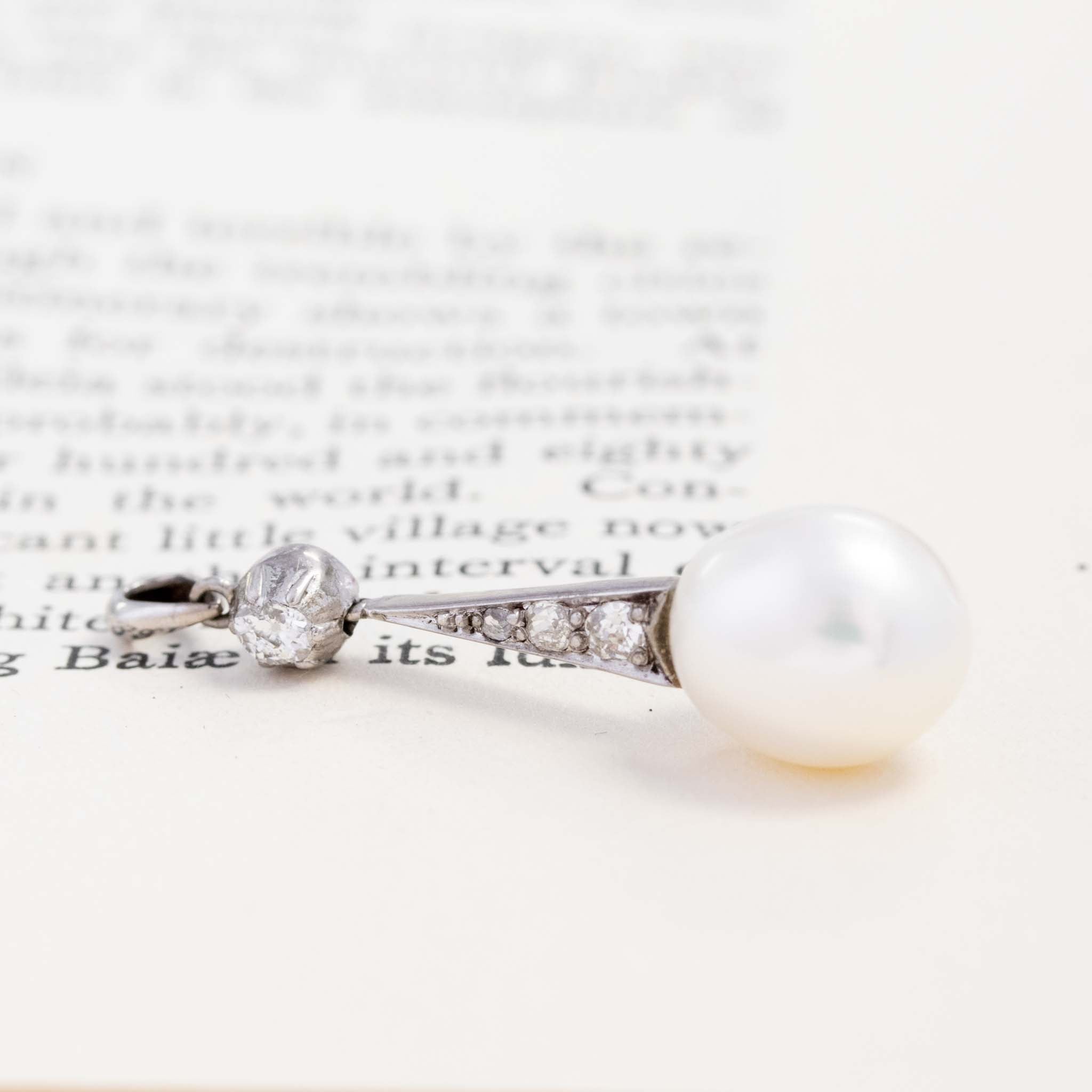 Vintage Diamond & Pearl Drop Pendant