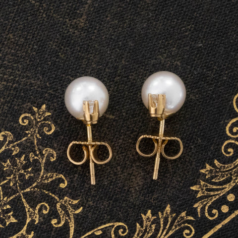 Vintage Diamond & Pearl Stud Earrings by Tiffany & Co.