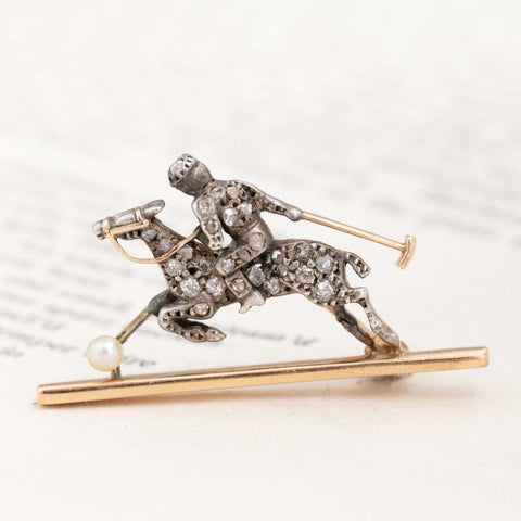 Vintage Diamond Polo Brooch/Pin