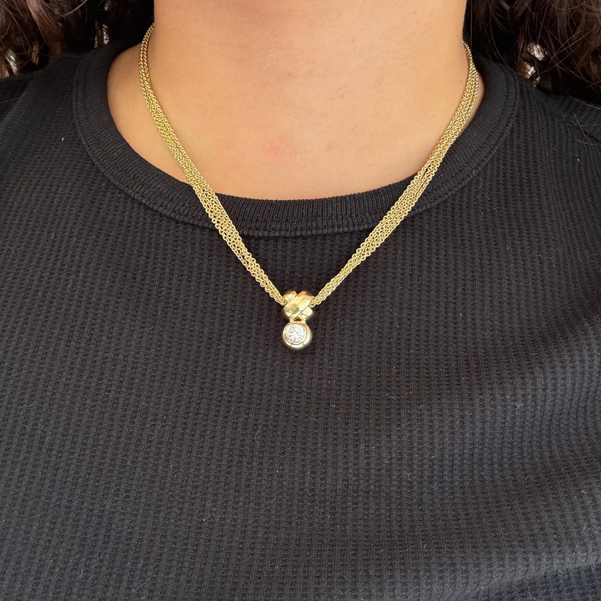 Vintage Diamond Quad Chain Pendant, Italian