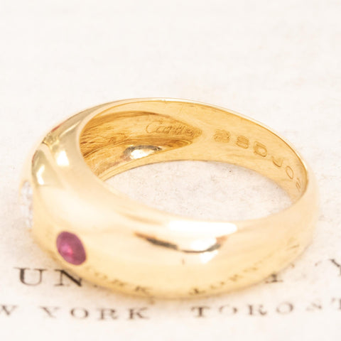 Vintage Diamond & Ruby Trilogy Dome Band by Cartier
