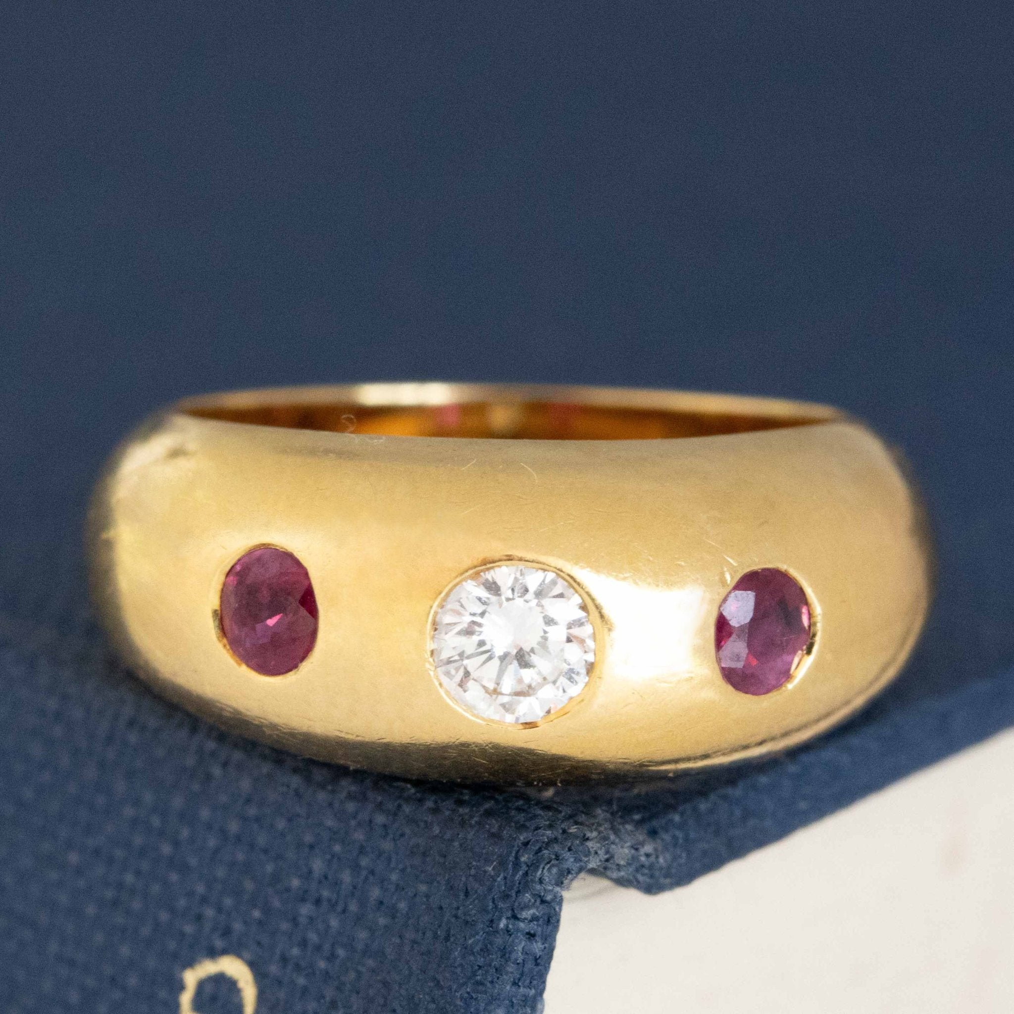 Vintage Diamond & Ruby Trilogy Dome Band by Cartier