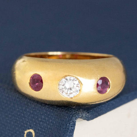 Vintage Diamond & Ruby Trilogy Dome Band by Cartier