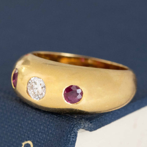 Vintage Diamond & Ruby Trilogy Dome Band by Cartier