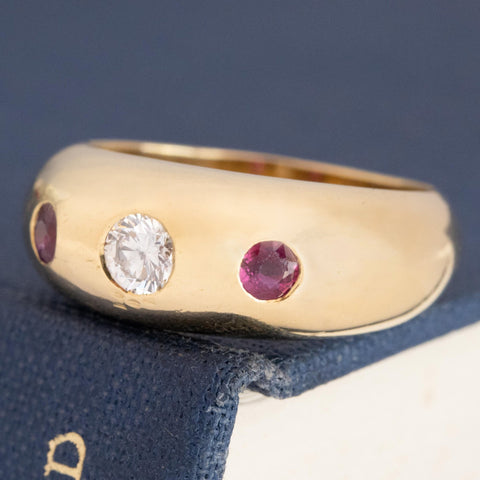 Vintage Diamond & Ruby Trilogy Dome Band by Cartier