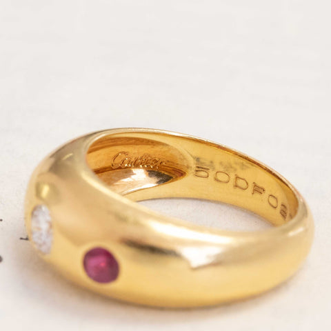 Vintage Diamond & Ruby Trilogy Dome Band by Cartier