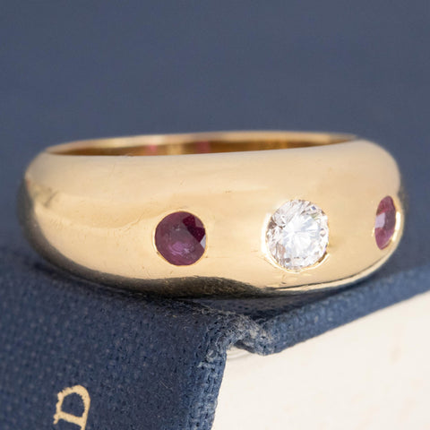 Vintage Diamond & Ruby Trilogy Dome Band by Cartier