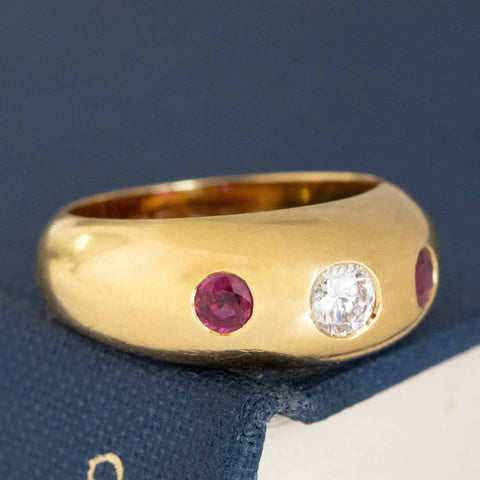 Vintage Diamond & Ruby Trilogy Dome Band by Cartier