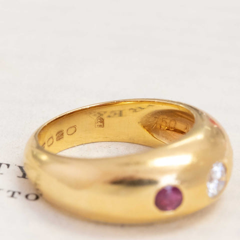 Vintage Diamond & Ruby Trilogy Dome Band by Cartier